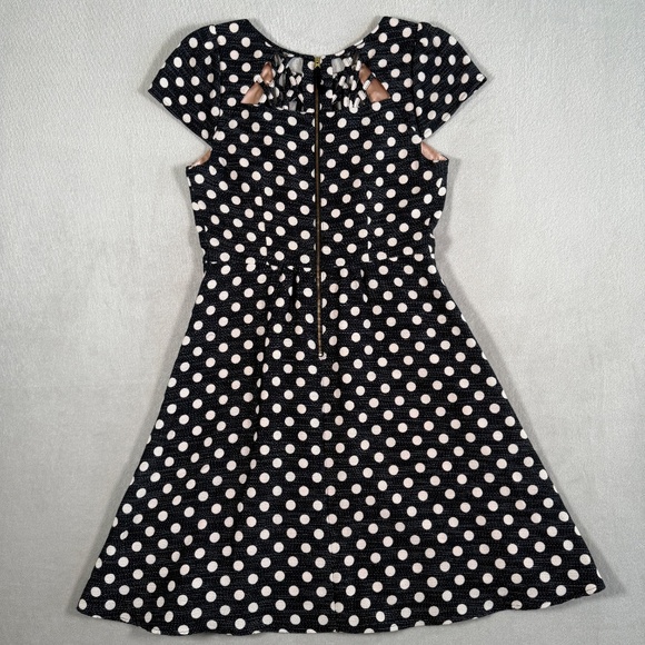Maeve Anthropologie Dress Womens 4 Black Pink Nikola Polka Dot Lattice Pockets - Picture 6 of 15